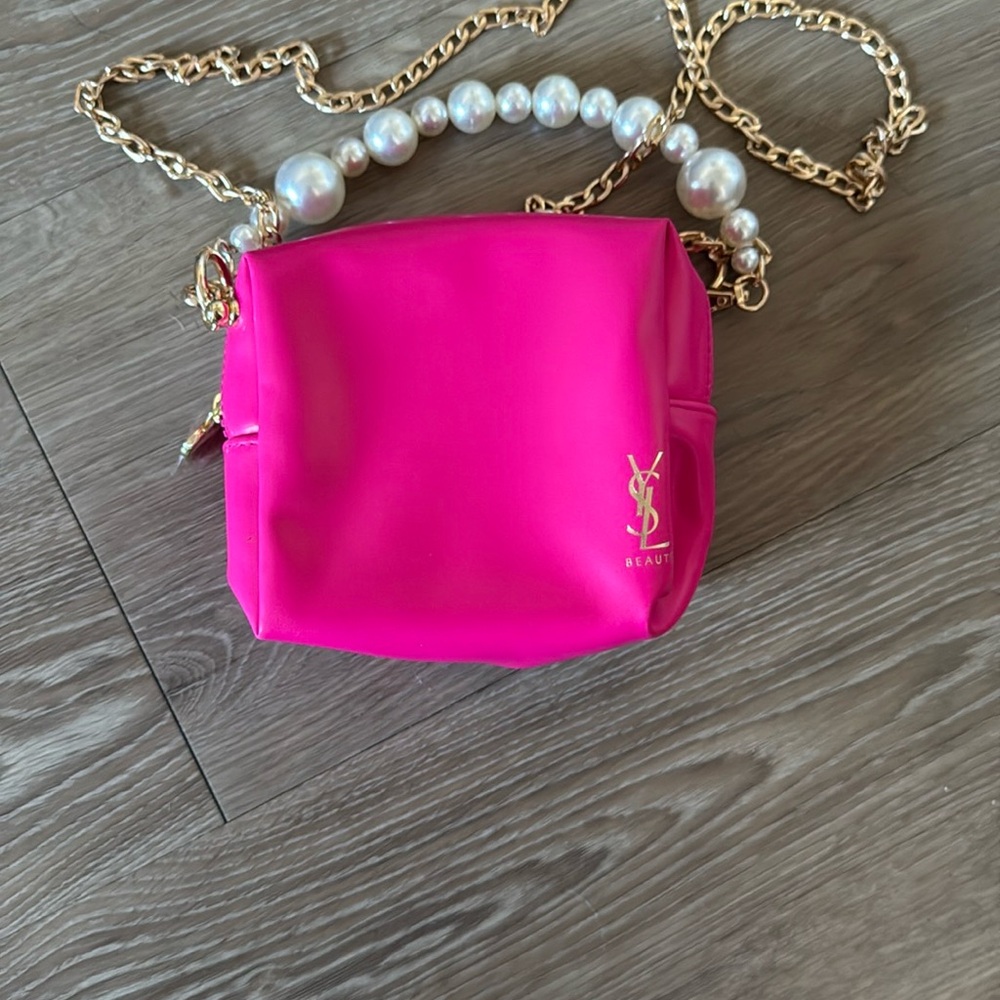 Yves Saint Laurent Pink Pearl Chain Crossbody Bag